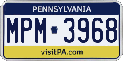 PA license plate MPM3968