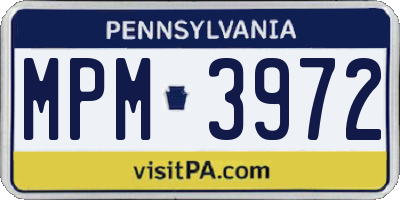 PA license plate MPM3972
