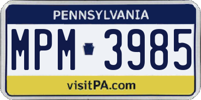 PA license plate MPM3985