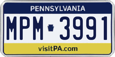 PA license plate MPM3991