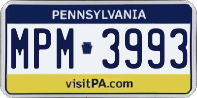 PA license plate MPM3993