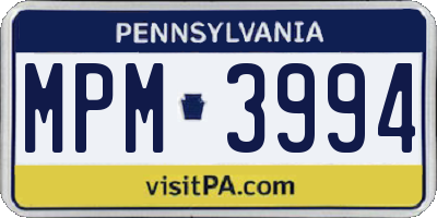 PA license plate MPM3994