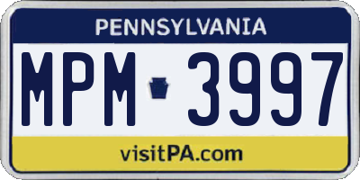 PA license plate MPM3997