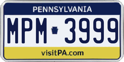 PA license plate MPM3999