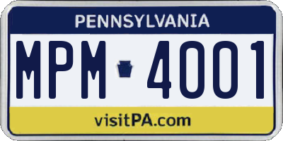PA license plate MPM4001