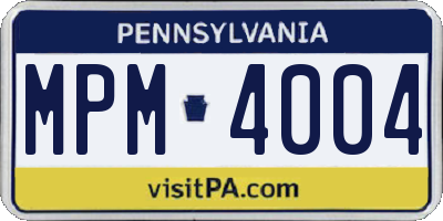 PA license plate MPM4004