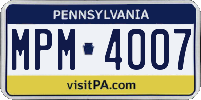 PA license plate MPM4007