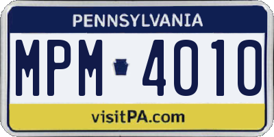 PA license plate MPM4010