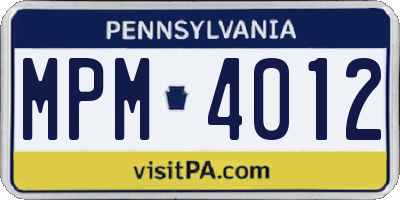 PA license plate MPM4012