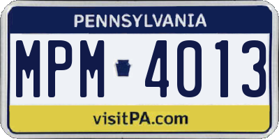 PA license plate MPM4013