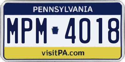 PA license plate MPM4018