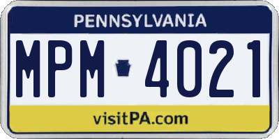 PA license plate MPM4021