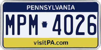 PA license plate MPM4026