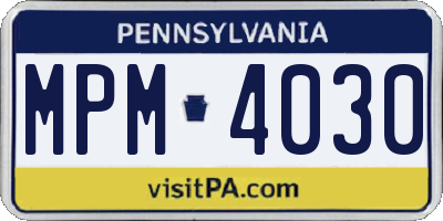 PA license plate MPM4030