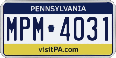 PA license plate MPM4031
