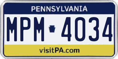 PA license plate MPM4034