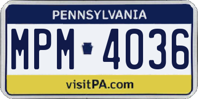 PA license plate MPM4036