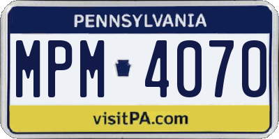 PA license plate MPM4070
