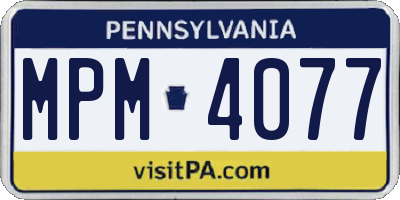 PA license plate MPM4077
