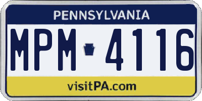 PA license plate MPM4116