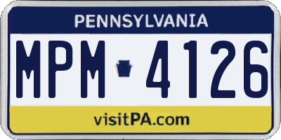 PA license plate MPM4126