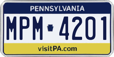 PA license plate MPM4201