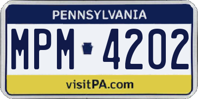PA license plate MPM4202