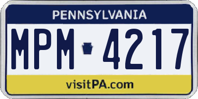PA license plate MPM4217