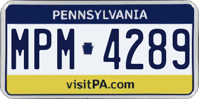 PA license plate MPM4289