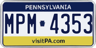 PA license plate MPM4353