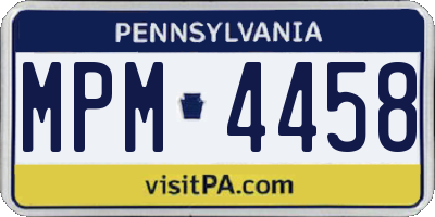 PA license plate MPM4458