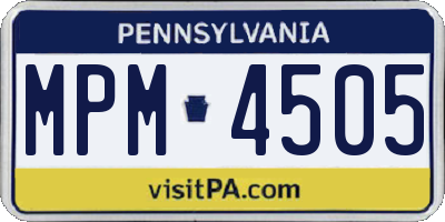PA license plate MPM4505