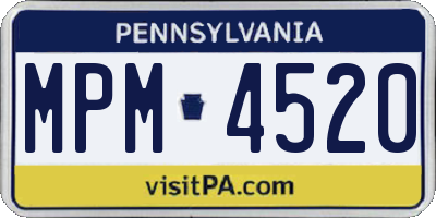PA license plate MPM4520