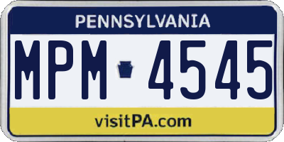 PA license plate MPM4545