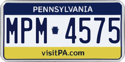 PA license plate MPM4575