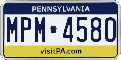PA license plate MPM4580