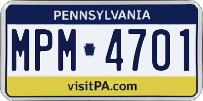PA license plate MPM4701