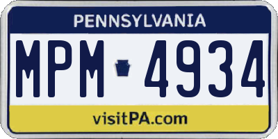 PA license plate MPM4934