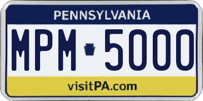 PA license plate MPM5000