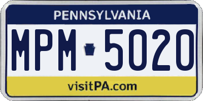 PA license plate MPM5020