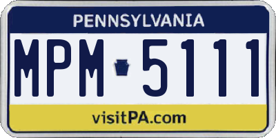 PA license plate MPM5111