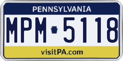 PA license plate MPM5118