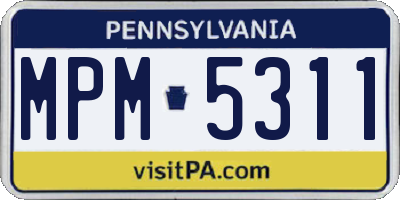 PA license plate MPM5311