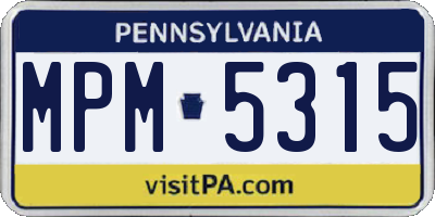 PA license plate MPM5315