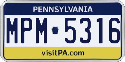 PA license plate MPM5316