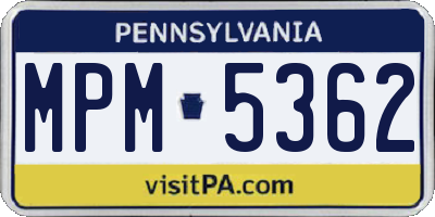 PA license plate MPM5362