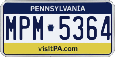 PA license plate MPM5364