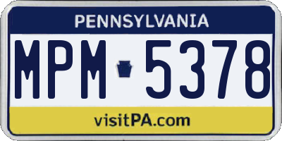 PA license plate MPM5378