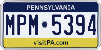 PA license plate MPM5394