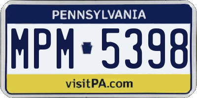 PA license plate MPM5398